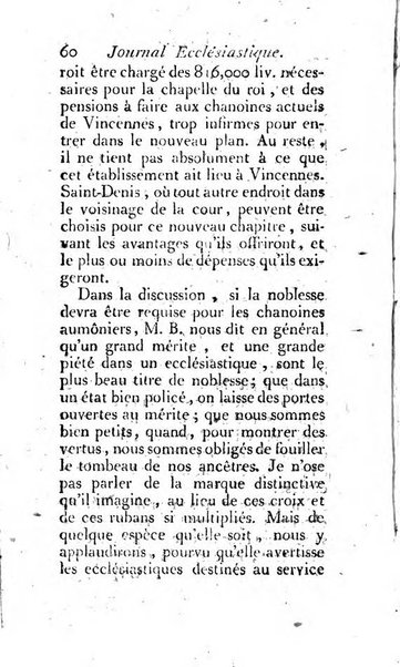 Journal ecclesiastique ou bibliotheque raisonnée des sciences ecclésiastiques