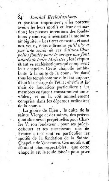 Journal ecclesiastique ou bibliotheque raisonnée des sciences ecclésiastiques