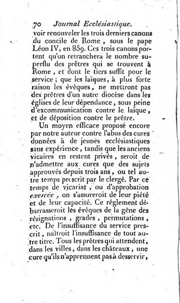 Journal ecclesiastique ou bibliotheque raisonnée des sciences ecclésiastiques