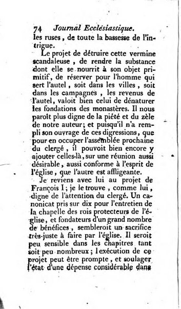 Journal ecclesiastique ou bibliotheque raisonnée des sciences ecclésiastiques