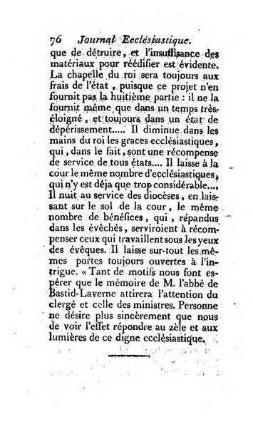 Journal ecclesiastique ou bibliotheque raisonnée des sciences ecclésiastiques