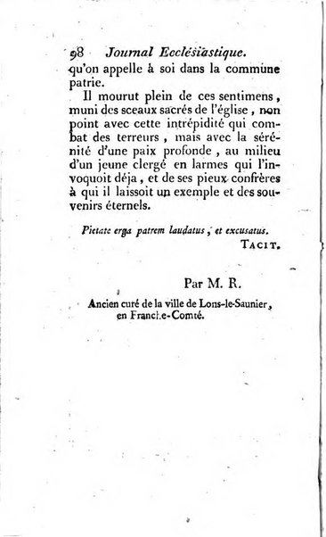 Journal ecclesiastique ou bibliotheque raisonnée des sciences ecclésiastiques