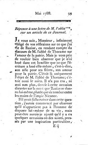 Journal ecclesiastique ou bibliotheque raisonnée des sciences ecclésiastiques