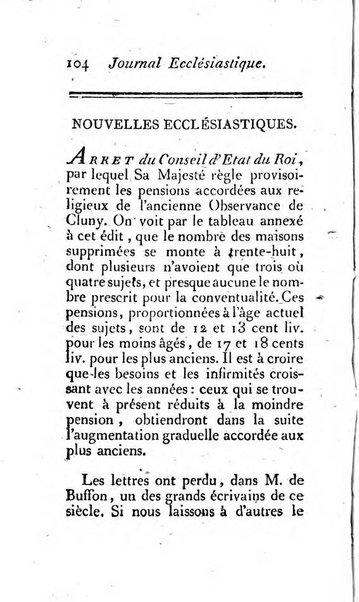 Journal ecclesiastique ou bibliotheque raisonnée des sciences ecclésiastiques