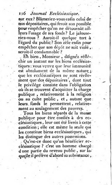 Journal ecclesiastique ou bibliotheque raisonnée des sciences ecclésiastiques