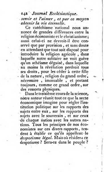 Journal ecclesiastique ou bibliotheque raisonnée des sciences ecclésiastiques