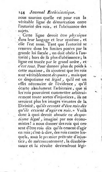 Journal ecclesiastique ou bibliotheque raisonnée des sciences ecclésiastiques