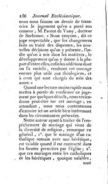 Journal ecclesiastique ou bibliotheque raisonnée des sciences ecclésiastiques