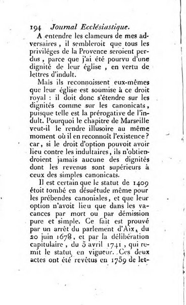 Journal ecclesiastique ou bibliotheque raisonnée des sciences ecclésiastiques