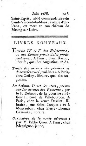 Journal ecclesiastique ou bibliotheque raisonnée des sciences ecclésiastiques