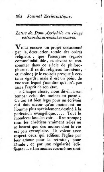 Journal ecclesiastique ou bibliotheque raisonnée des sciences ecclésiastiques