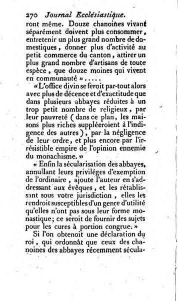 Journal ecclesiastique ou bibliotheque raisonnée des sciences ecclésiastiques