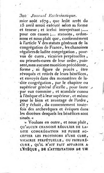 Journal ecclesiastique ou bibliotheque raisonnée des sciences ecclésiastiques