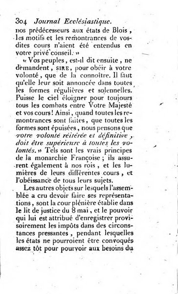 Journal ecclesiastique ou bibliotheque raisonnée des sciences ecclésiastiques