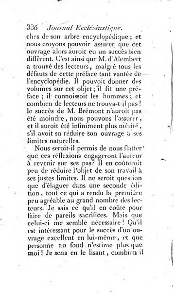 Journal ecclesiastique ou bibliotheque raisonnée des sciences ecclésiastiques