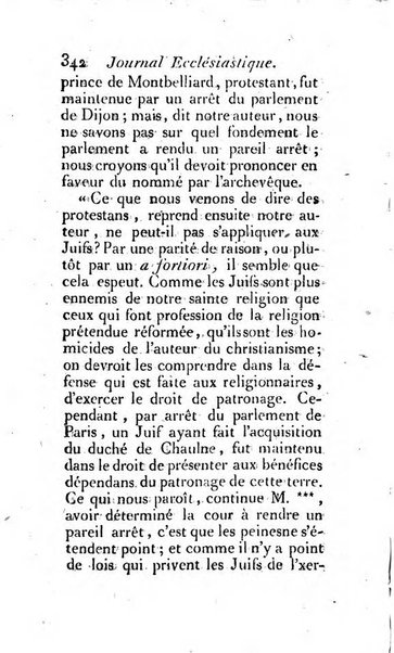 Journal ecclesiastique ou bibliotheque raisonnée des sciences ecclésiastiques