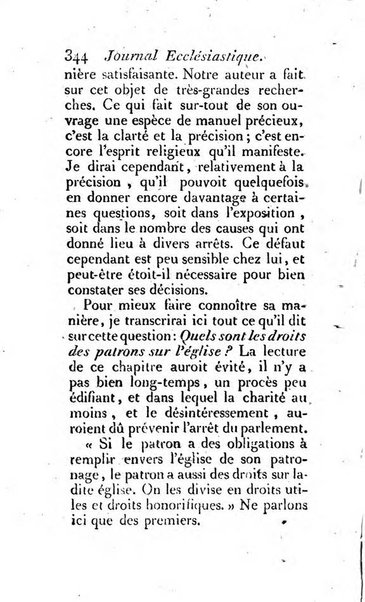 Journal ecclesiastique ou bibliotheque raisonnée des sciences ecclésiastiques