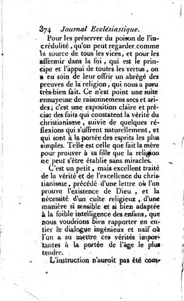 Journal ecclesiastique ou bibliotheque raisonnée des sciences ecclésiastiques