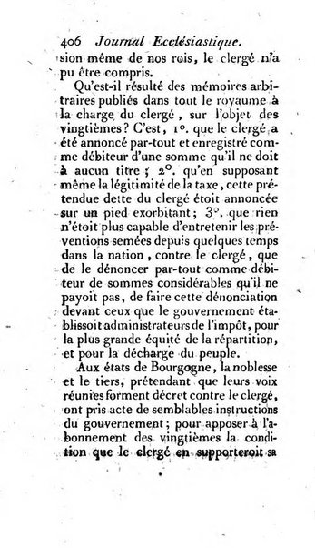 Journal ecclesiastique ou bibliotheque raisonnée des sciences ecclésiastiques