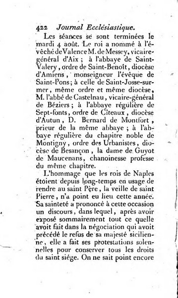 Journal ecclesiastique ou bibliotheque raisonnée des sciences ecclésiastiques