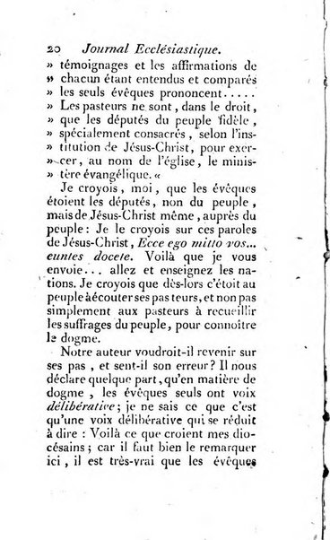 Journal ecclesiastique ou bibliotheque raisonnée des sciences ecclésiastiques