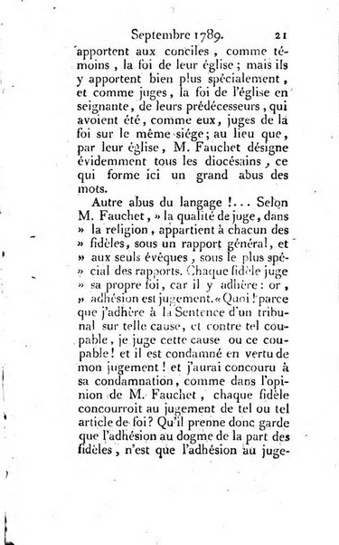 Journal ecclesiastique ou bibliotheque raisonnée des sciences ecclésiastiques