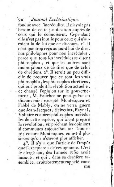 Journal ecclesiastique ou bibliotheque raisonnée des sciences ecclésiastiques