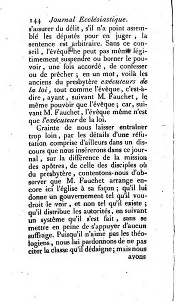 Journal ecclesiastique ou bibliotheque raisonnée des sciences ecclésiastiques