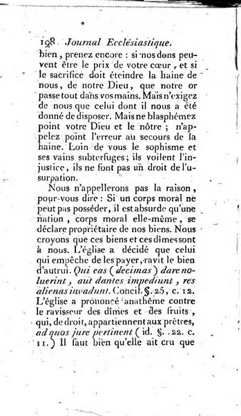 Journal ecclesiastique ou bibliotheque raisonnée des sciences ecclésiastiques