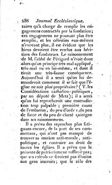 Journal ecclesiastique ou bibliotheque raisonnée des sciences ecclésiastiques