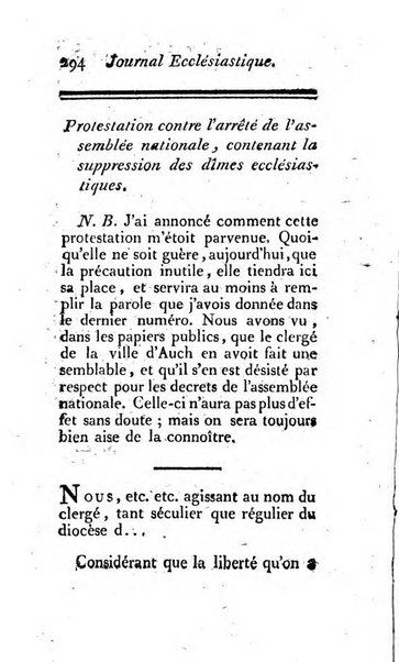 Journal ecclesiastique ou bibliotheque raisonnée des sciences ecclésiastiques