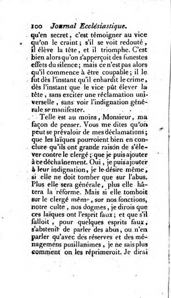 Journal ecclesiastique ou bibliotheque raisonnée des sciences ecclésiastiques