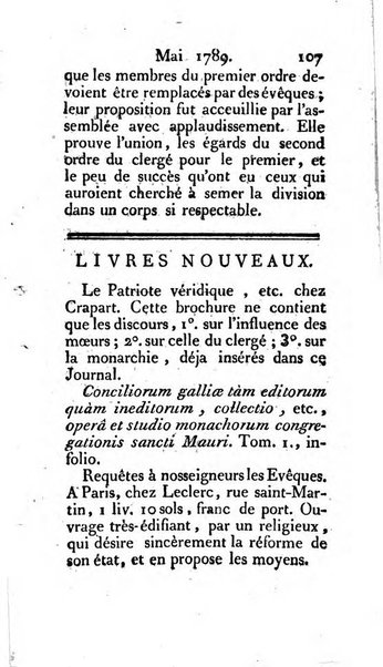 Journal ecclesiastique ou bibliotheque raisonnée des sciences ecclésiastiques