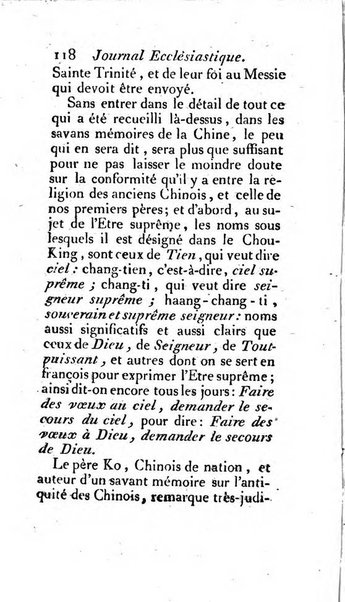 Journal ecclesiastique ou bibliotheque raisonnée des sciences ecclésiastiques