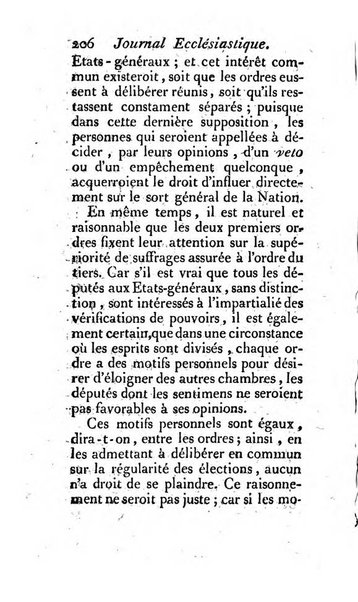 Journal ecclesiastique ou bibliotheque raisonnée des sciences ecclésiastiques