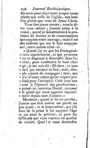 Journal ecclesiastique ou bibliotheque raisonnée des sciences ecclésiastiques