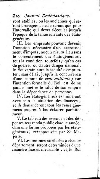 Journal ecclesiastique ou bibliotheque raisonnée des sciences ecclésiastiques