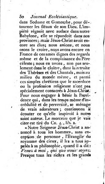 Journal ecclesiastique ou bibliotheque raisonnée des sciences ecclésiastiques