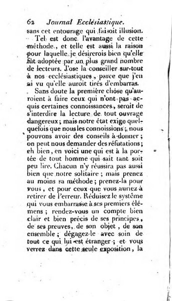 Journal ecclesiastique ou bibliotheque raisonnée des sciences ecclésiastiques