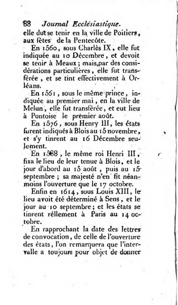 Journal ecclesiastique ou bibliotheque raisonnée des sciences ecclésiastiques
