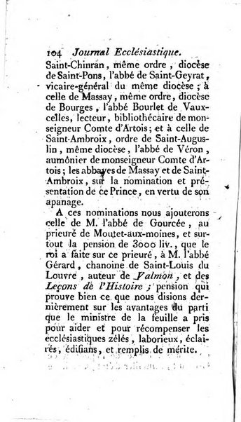 Journal ecclesiastique ou bibliotheque raisonnée des sciences ecclésiastiques