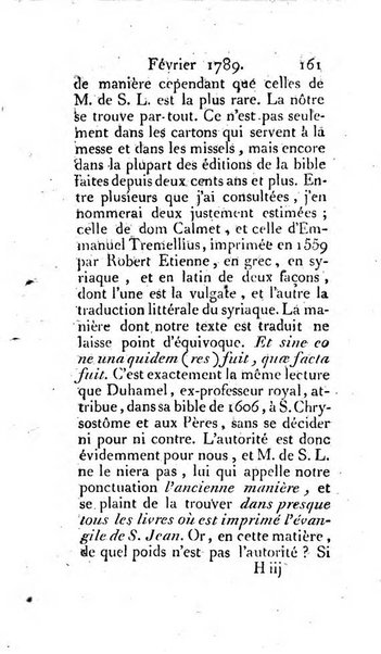 Journal ecclesiastique ou bibliotheque raisonnée des sciences ecclésiastiques