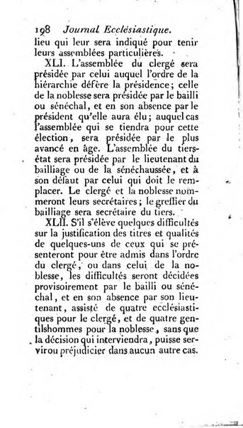 Journal ecclesiastique ou bibliotheque raisonnée des sciences ecclésiastiques