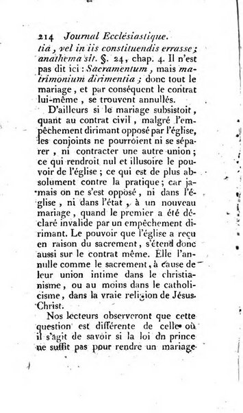 Journal ecclesiastique ou bibliotheque raisonnée des sciences ecclésiastiques