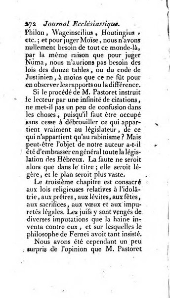 Journal ecclesiastique ou bibliotheque raisonnée des sciences ecclésiastiques