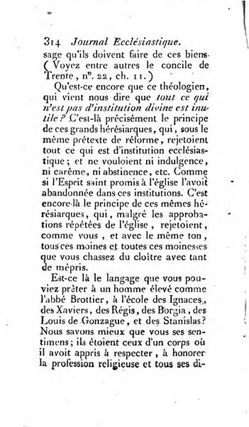 Journal ecclesiastique ou bibliotheque raisonnée des sciences ecclésiastiques