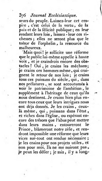 Journal ecclesiastique ou bibliotheque raisonnée des sciences ecclésiastiques