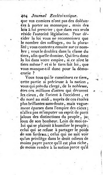 Journal ecclesiastique ou bibliotheque raisonnée des sciences ecclésiastiques