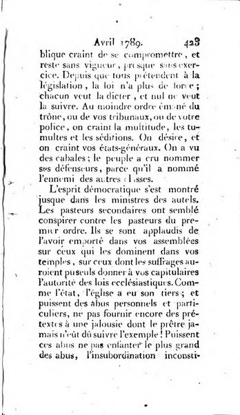 Journal ecclesiastique ou bibliotheque raisonnée des sciences ecclésiastiques