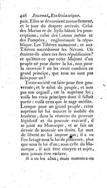 Journal ecclesiastique ou bibliotheque raisonnée des sciences ecclésiastiques